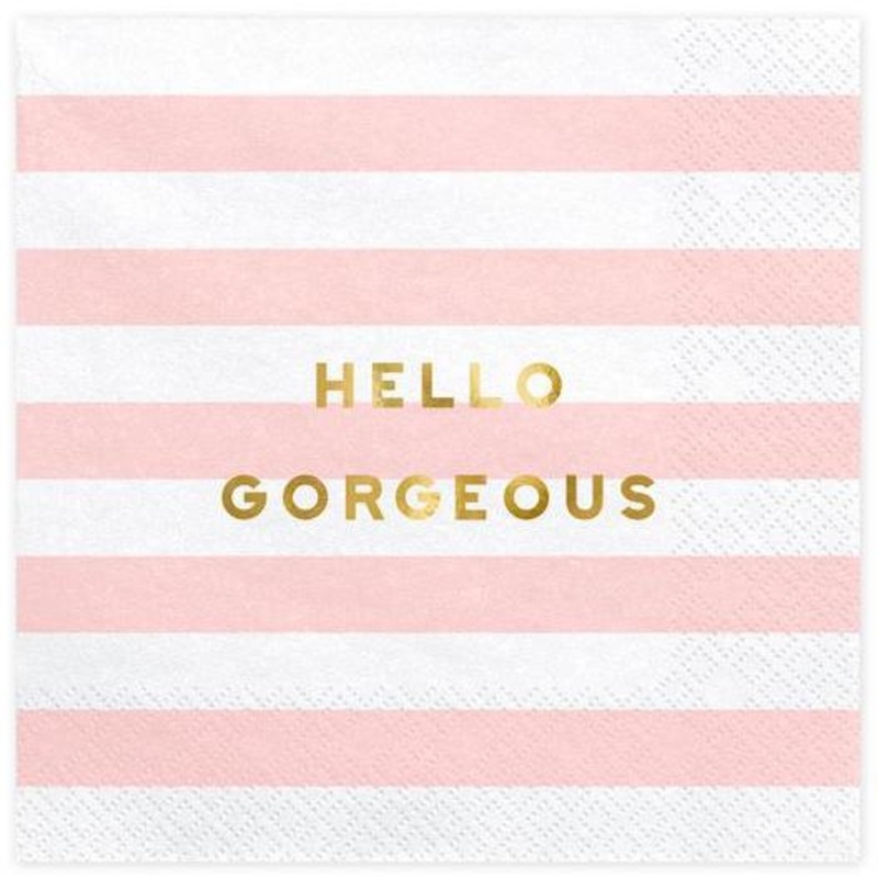 Hello Gorgeous Pink Striped Napkins (Pk20)