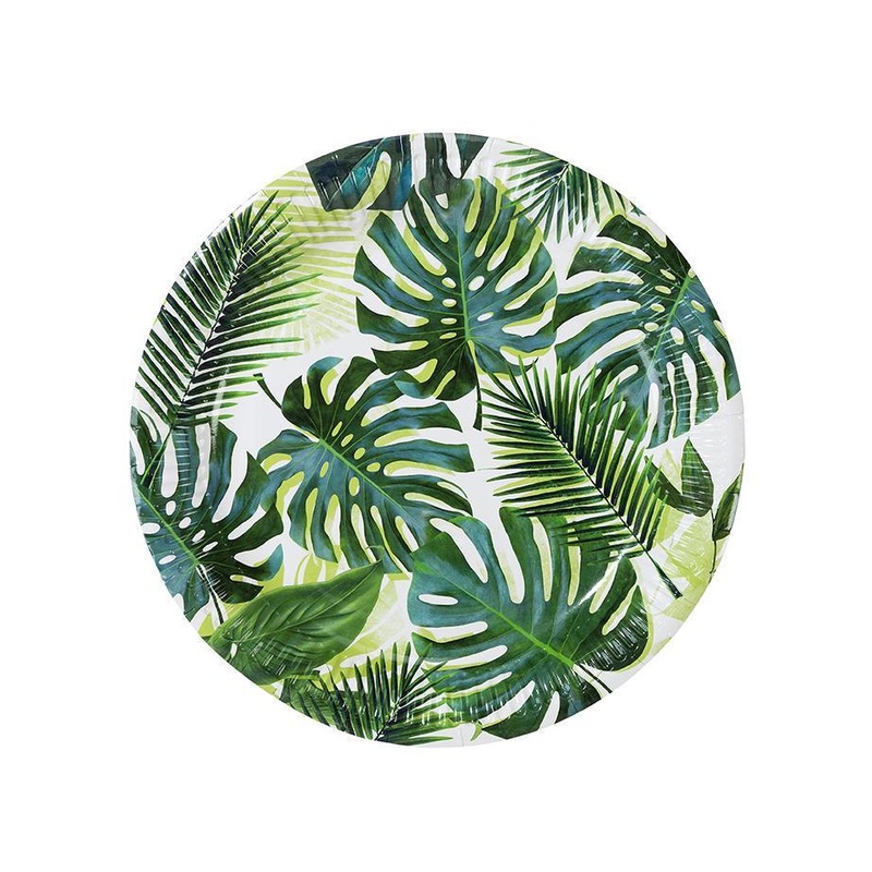 Palm Print Paper Plates Pk 8