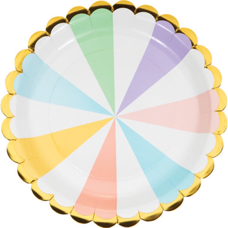 Pastel Striped Plates (Pk8)