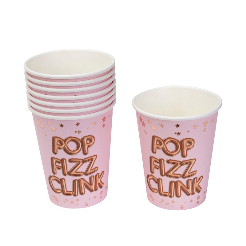 Pop Fizz Clink Pink Cups (Pk8)