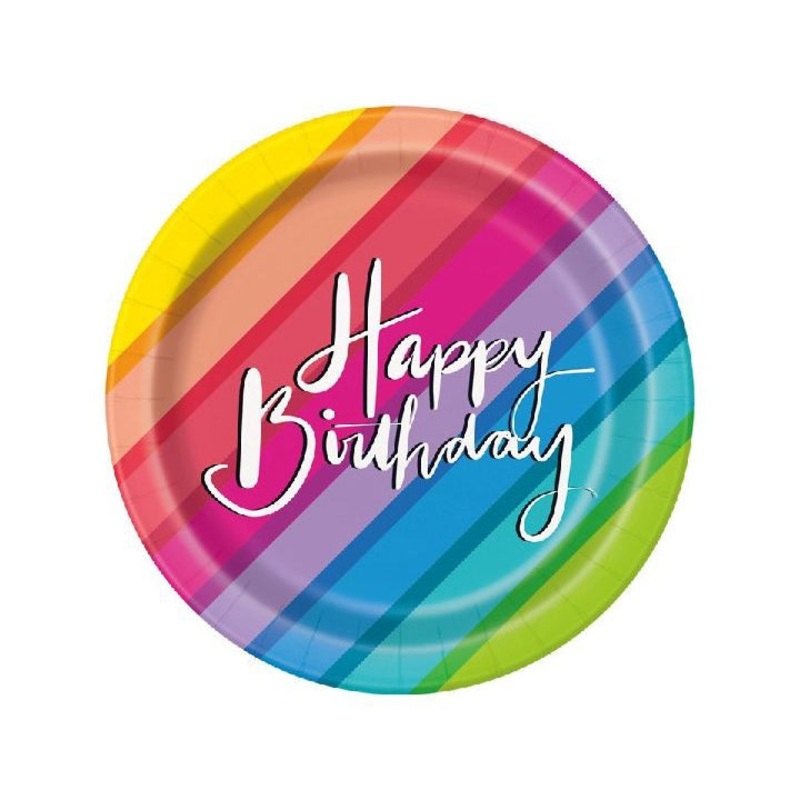 Retro Rainbow Paper Plates (Pk8)