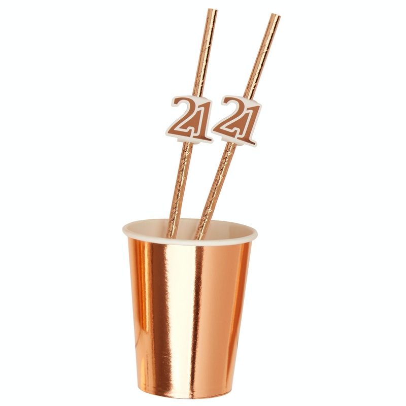 Rose Gold Straws Age 21 (Pk10)