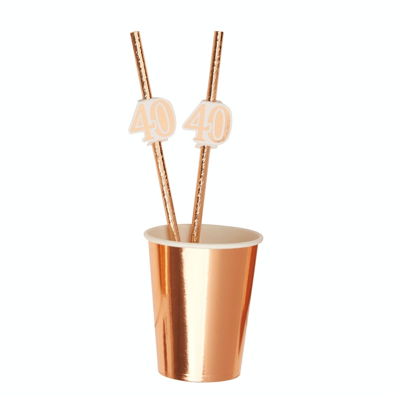 Rose Gold Straws Age 40 (Pk10)