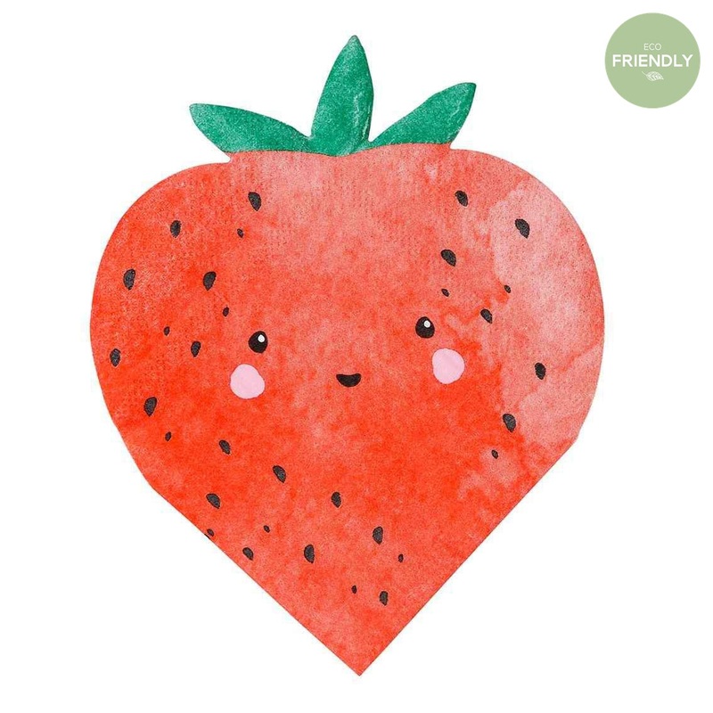 Strawberry Shaped Napkins Pk 16
