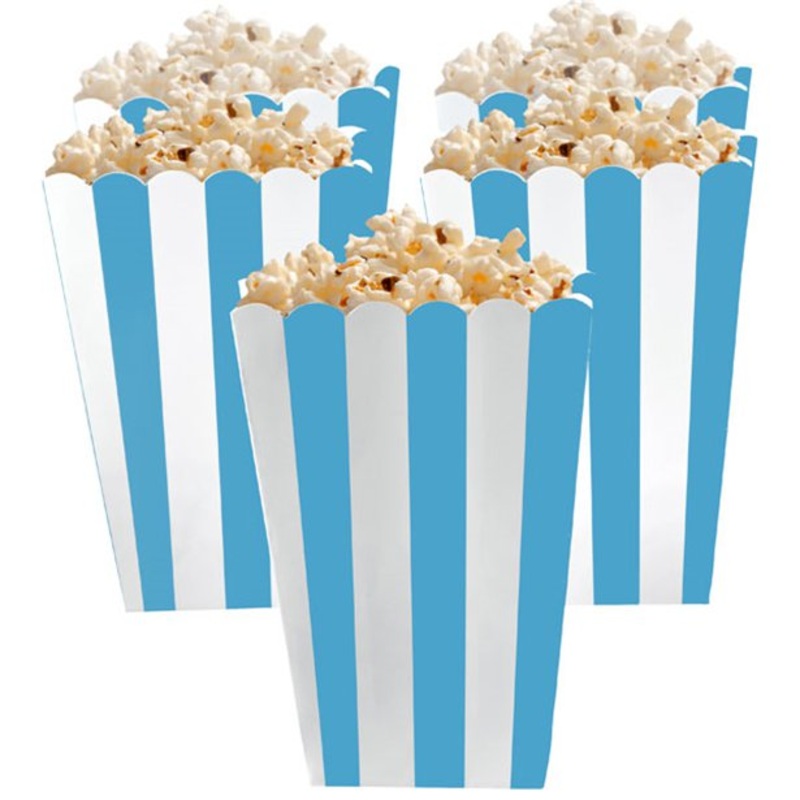 Stripe Popcorn Boxes - Blue (Pk5)