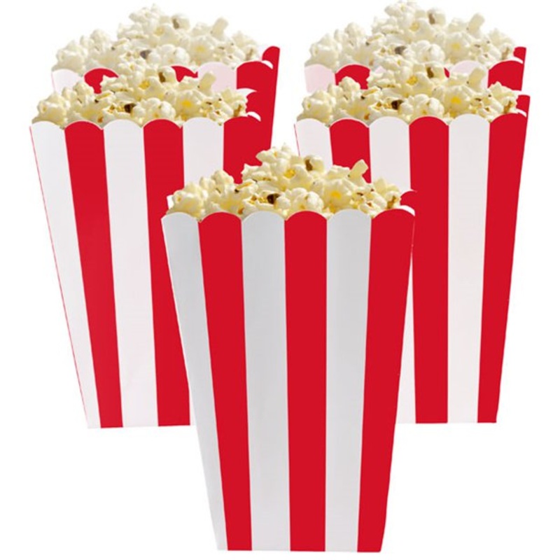 Stripe Popcorn Boxes - Red (Pk5)