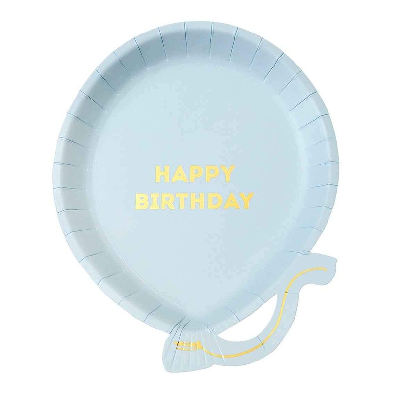 We Heart Birthdays Blue Balloon Plate Pk 12