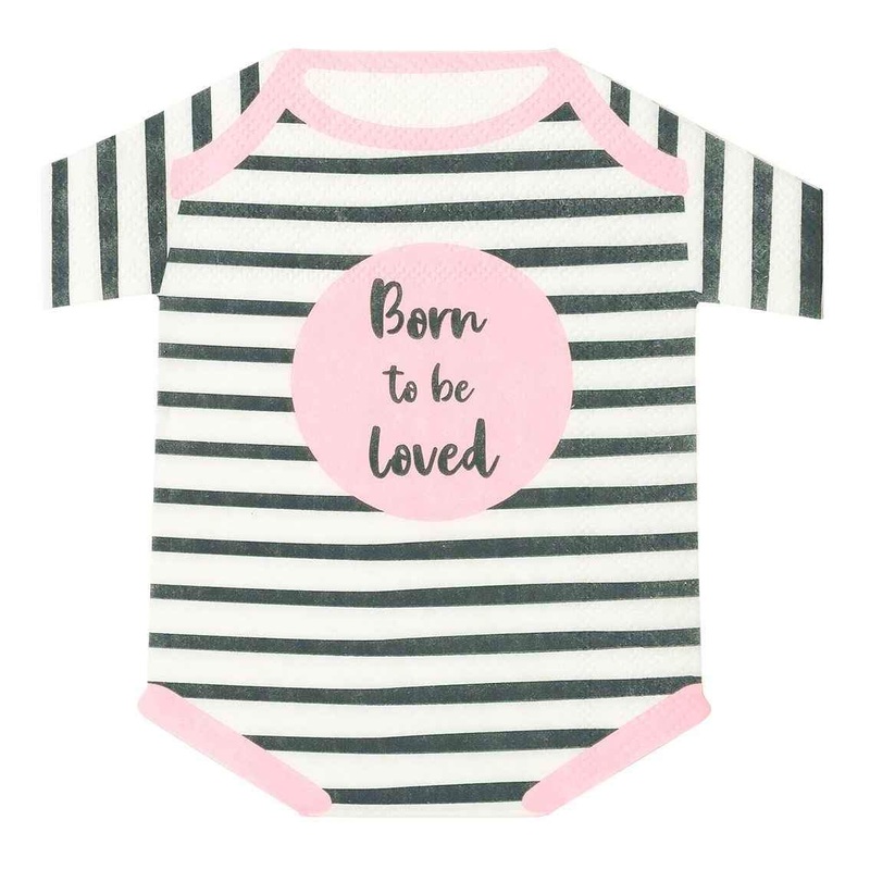 Born To Be Loved Pink Baby Grow Shaped Napkins Pk 16