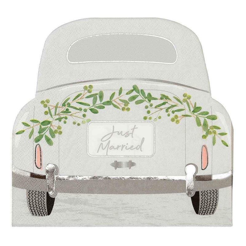 Botanical Bride Car Shaped Napkins Pk 16