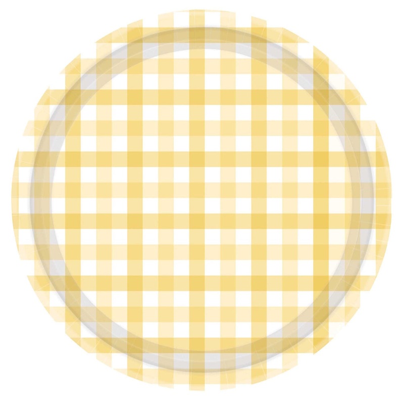 Gingham Dinner Plates 8pk - Pastel Yellow