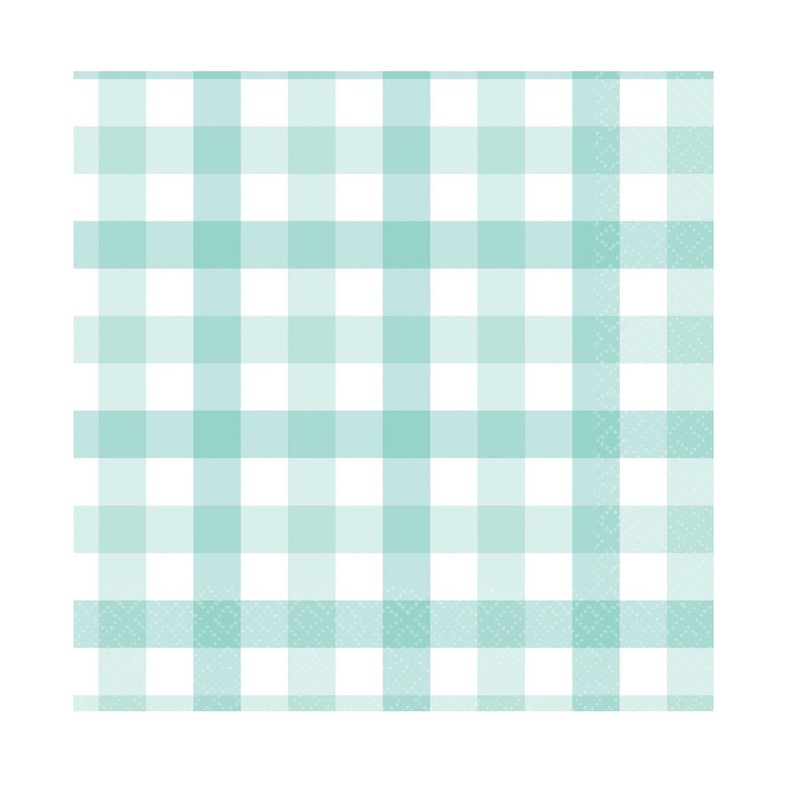 Gingham Lunch Napkins 16pk - Pastel Mint