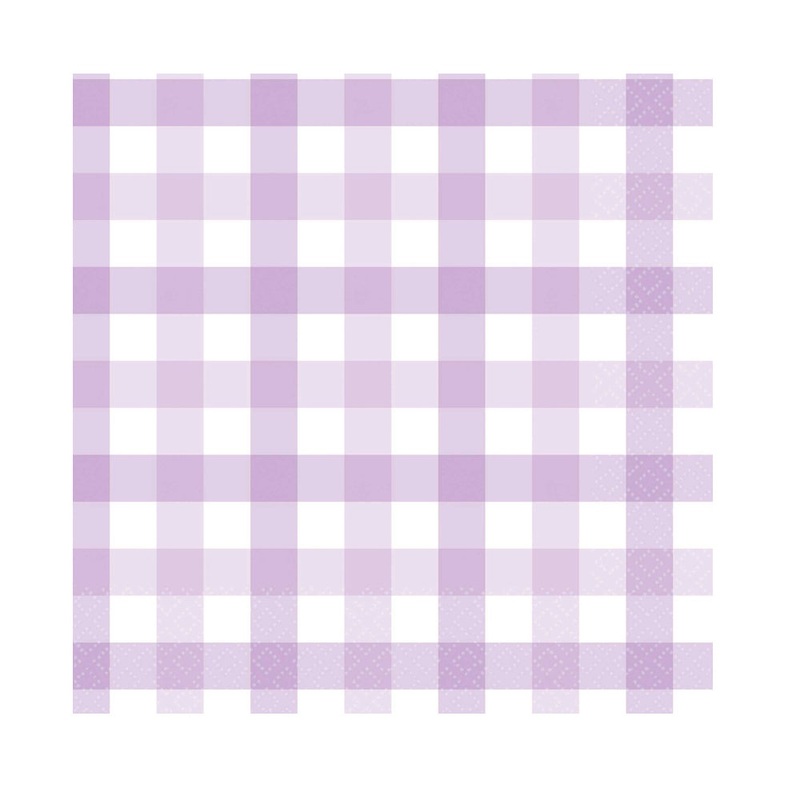 Gingham Lunch Napkins 16pk - Pastel Purple