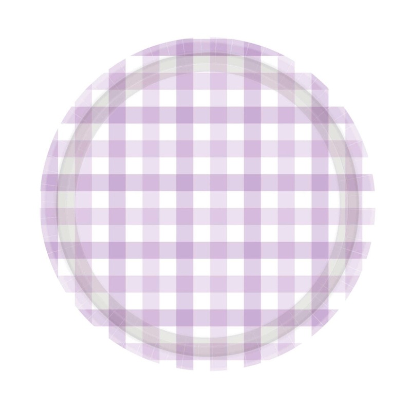 Gingham Lunch Plates 8pk - Pastel Purple