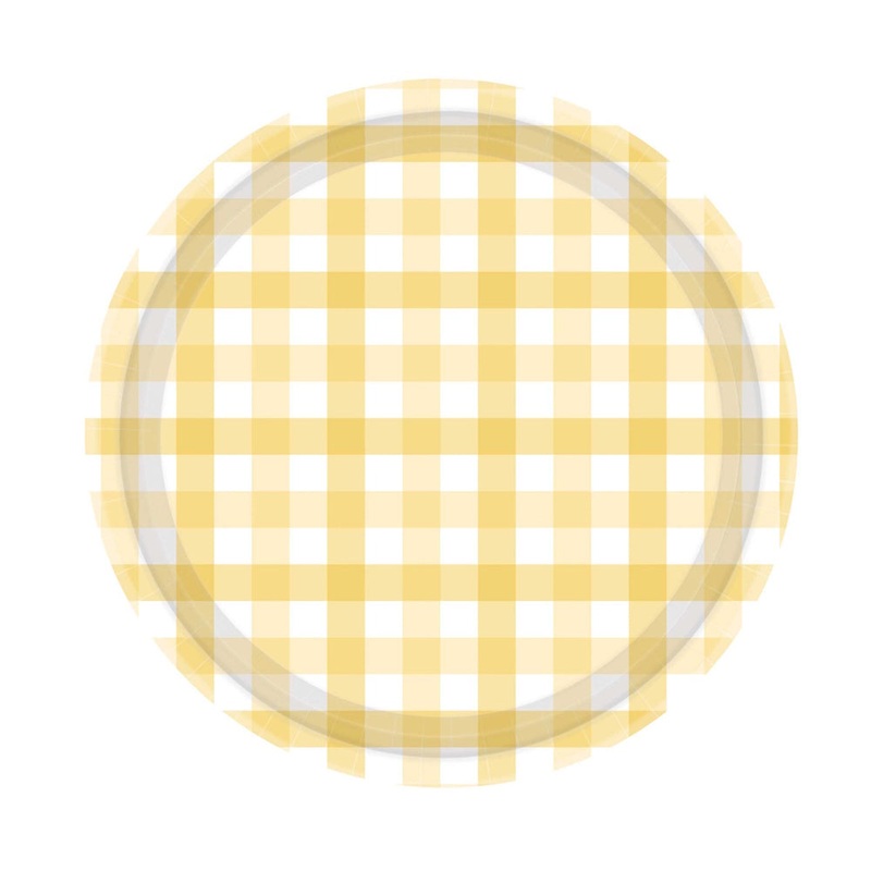 Gingham Lunch Plates 8pk - Pastel Yellow