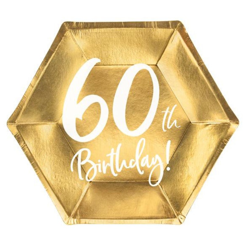Gold 60th Birthday Plates (Pk6)