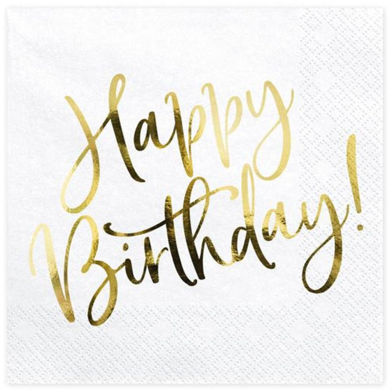 Happy Birthday Gold Napkins (Pk20)