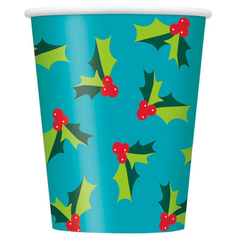 Holly Santa Cups (Pk8)