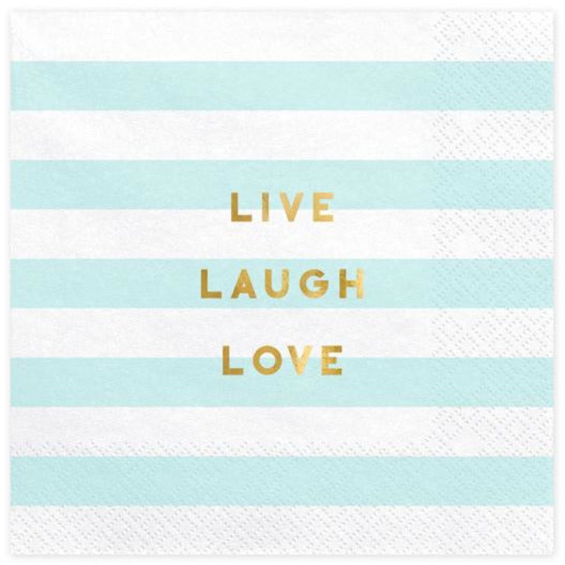 Live Laugh Love Blue Striped Napkins (PK20)
