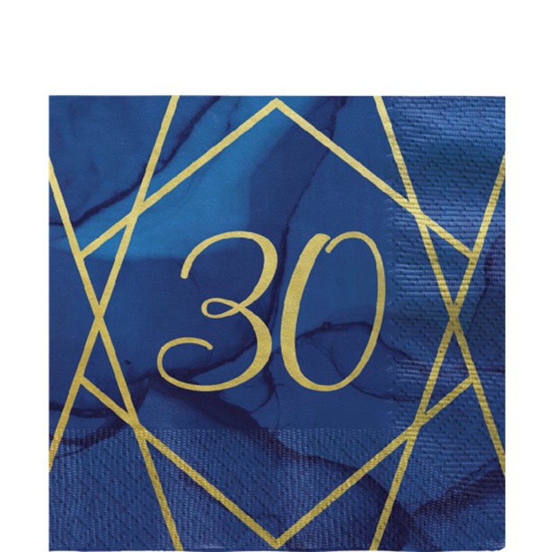 Navy & Gold 30th Napkins (Pk16)