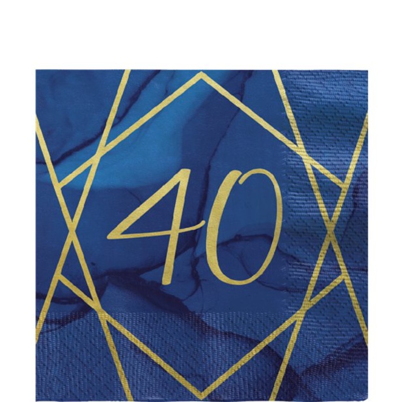 Navy & Gold 40th Napkins (PK16)