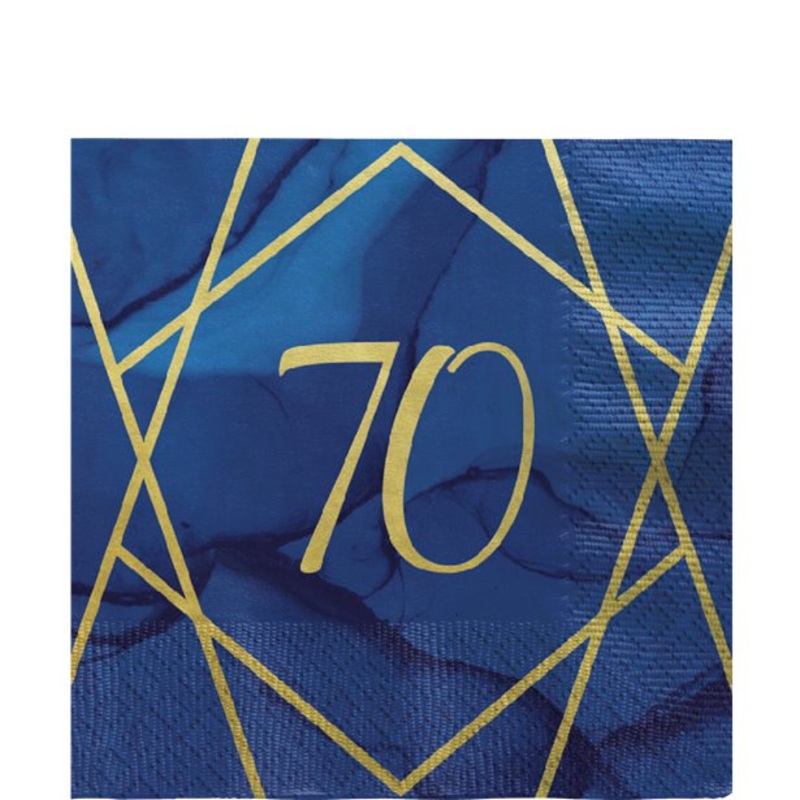 Navy & Gold 70th Napkins (Pk16)