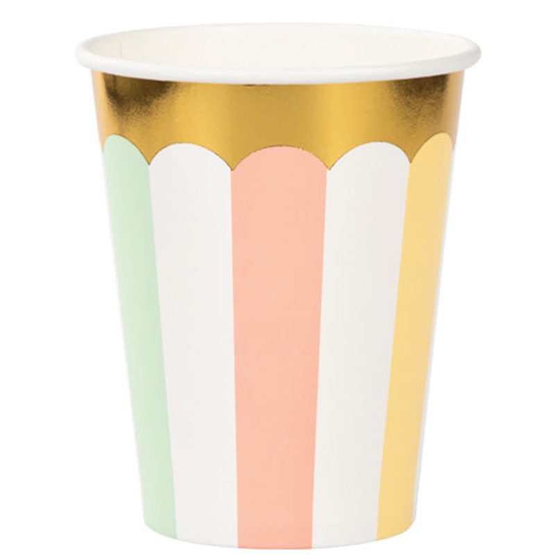 Pastel Striped Cups (Pk8)