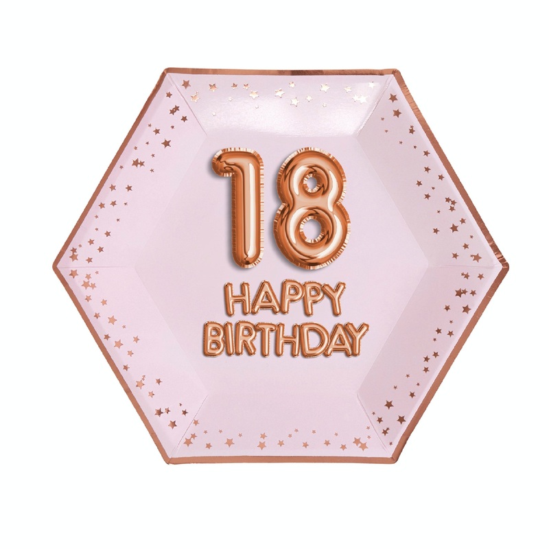 Pink & Rose Gold Plates Age 18
