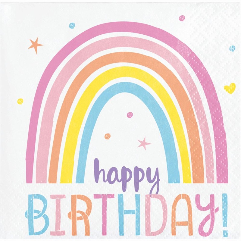 Rainbow Dreams  Happy Birthday Napkins (Pk16)