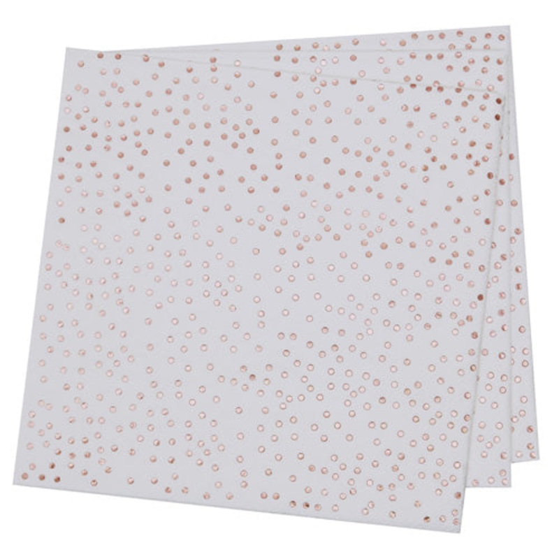 Rose Gold Dot Napkins (Pk16)