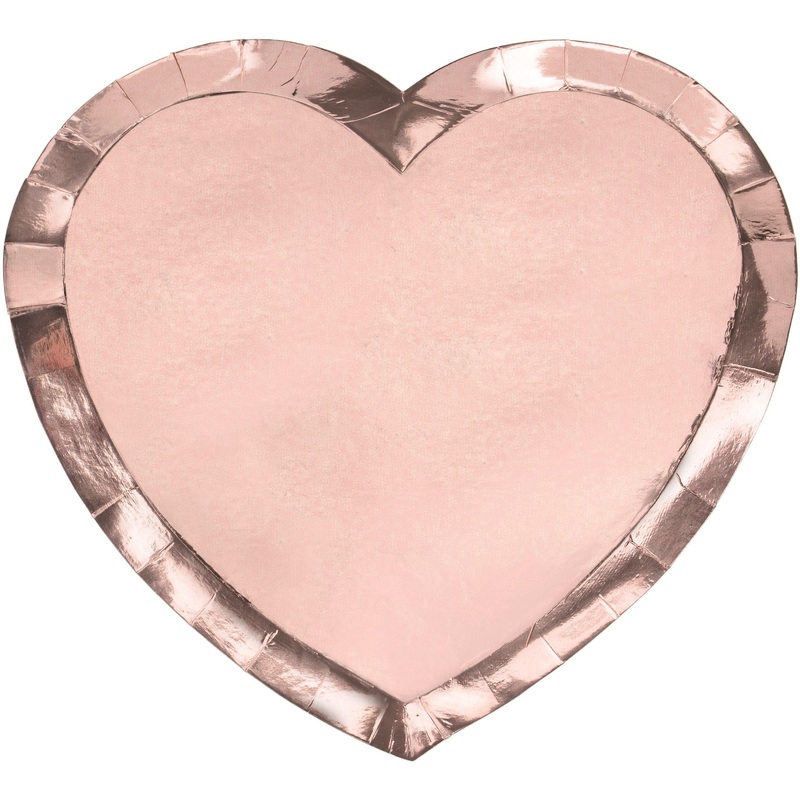 Rose Gold Heart Plates (Pk6)