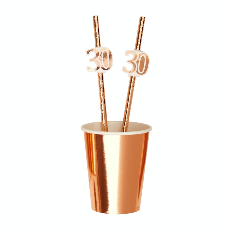 Rose Gold Straws Age 30 (Pk10)