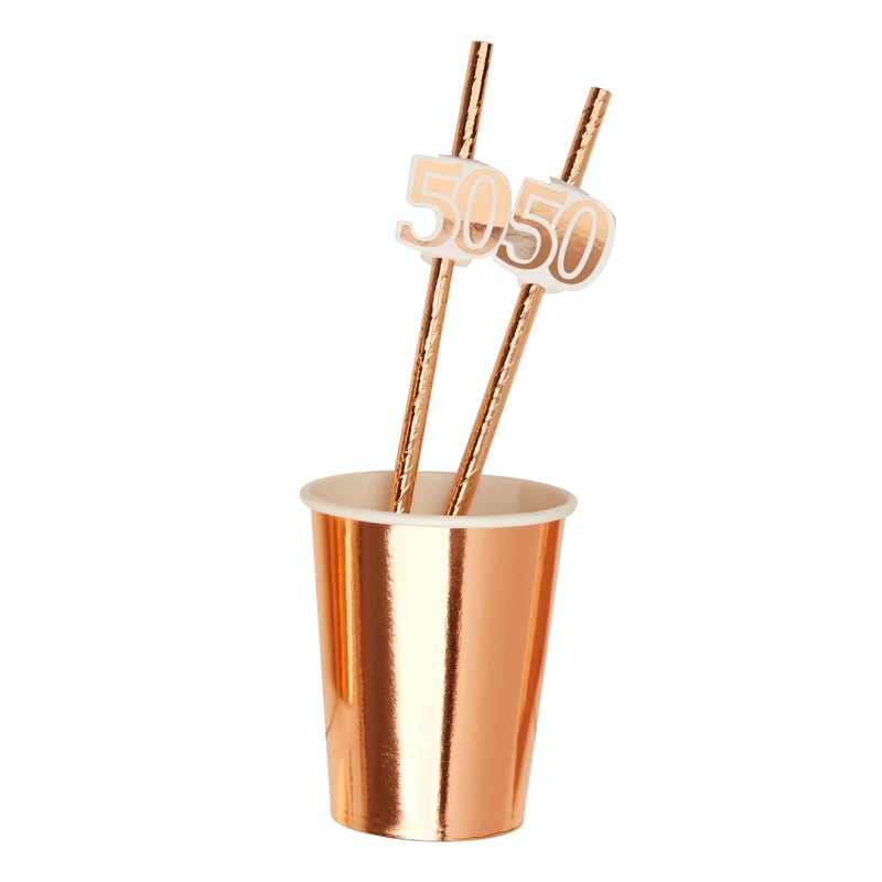 Rose Gold Straws Age 50 (Pk10)