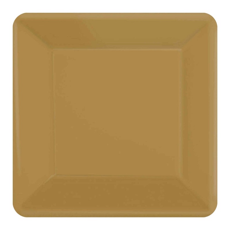 Square Dinner Plates 20pk - Gold