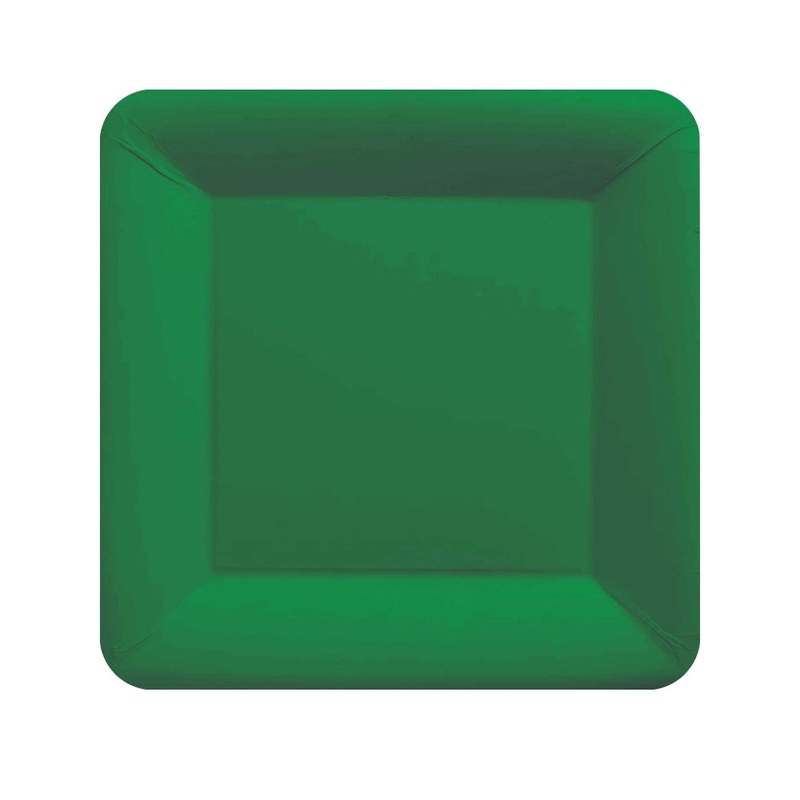 Square Lunch Plates 20pk - Festive Green