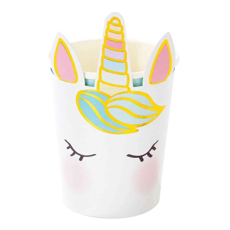 Unicorn Face Cups (Pk8)