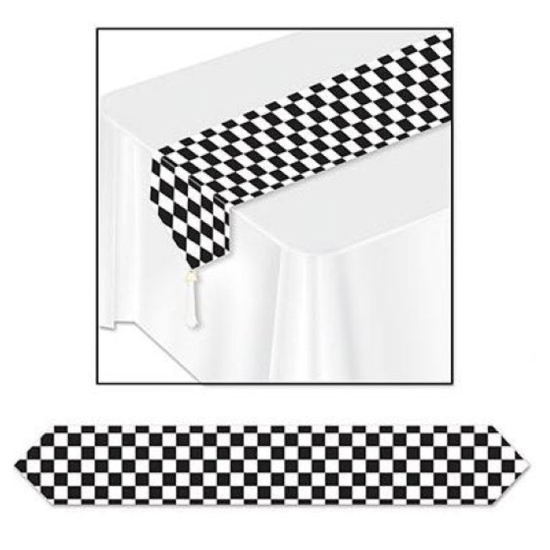 Black and White Checkered Table Runner