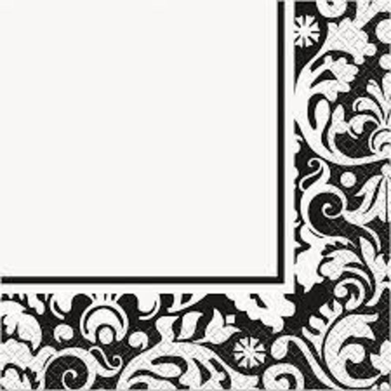 Black Damask Napkins - 33cm x 33cm