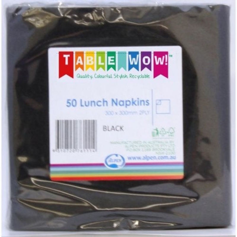 Black Lunch Napkins Pack of 50