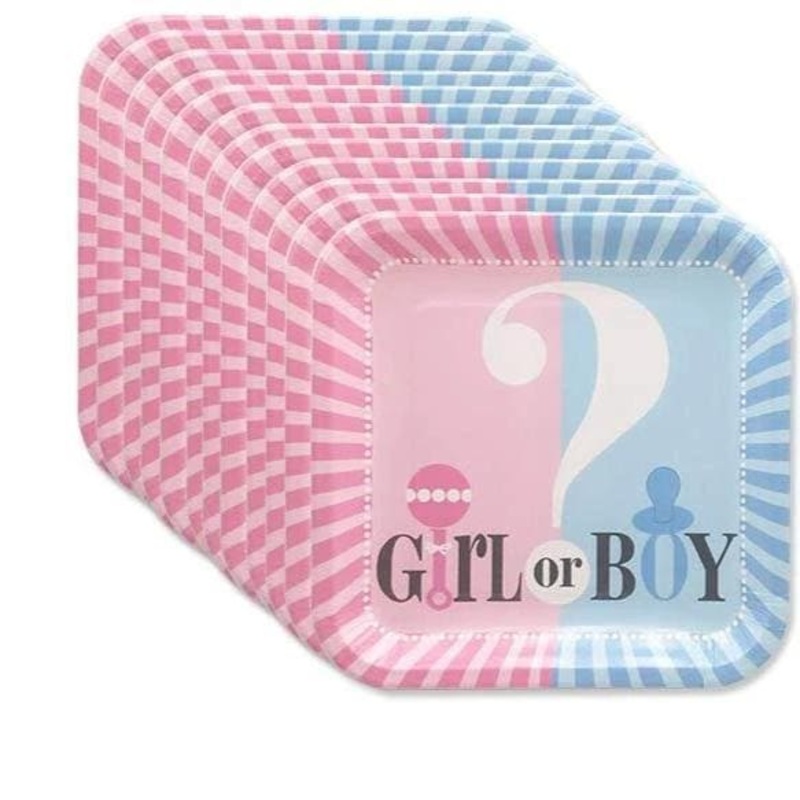 Boy or Girl Gender Reveal Dinner Plates 12ct