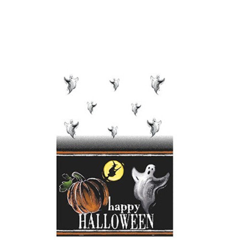 Ghostly Halloween Plastic Tablecover (1.37m x 2.13m)