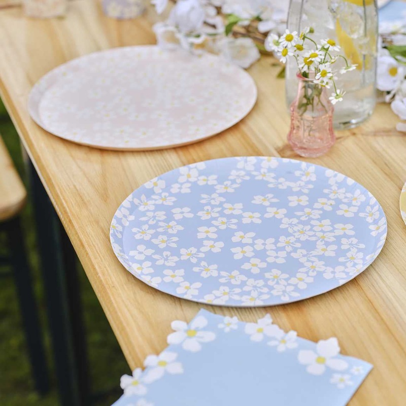 Ginger Ray Floral Paper Plates 8 Pack Assorted Colours
