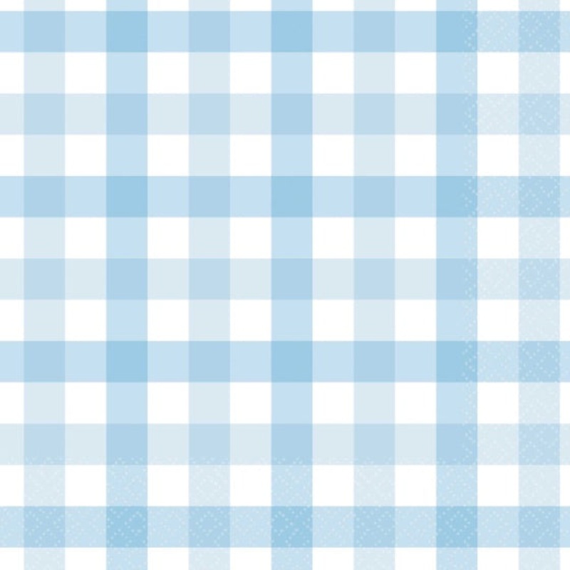 Gingham Pastel Blue Lunch Napkins 16pack