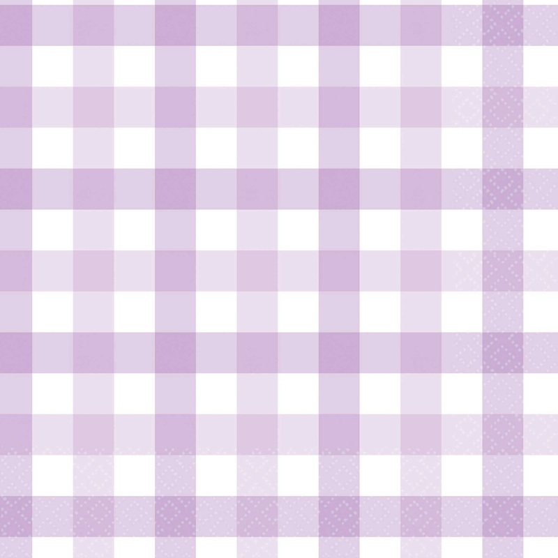 Gingham Pastel Purple Lunch Napkins 16pack