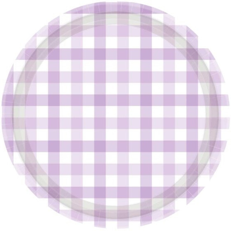 Gingham Pastel Purple Paper Plate 23cm 8pack