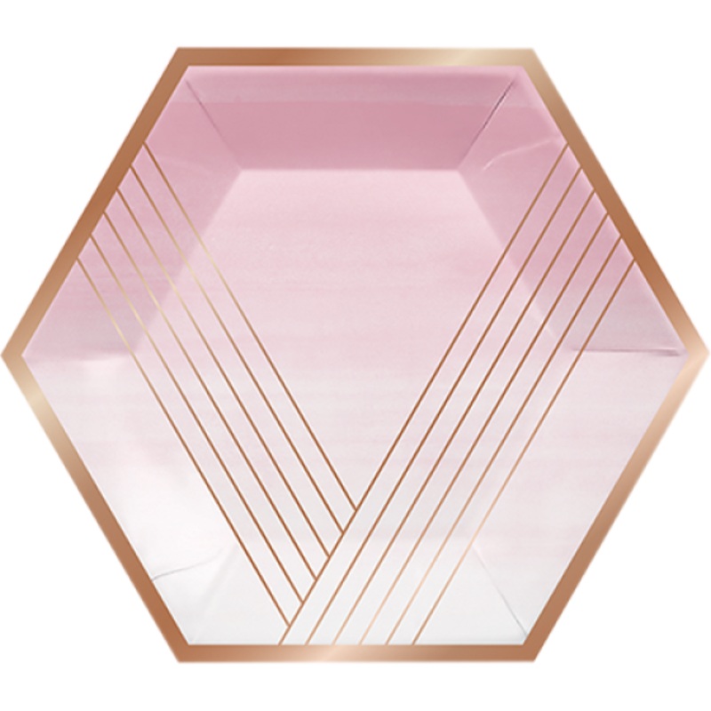 Rose All Day Series Paper Banquet Plates with Rose Gold Foil