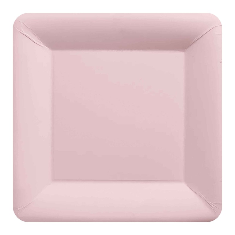 Square Dinner Plates 20pk - Pastel Pink