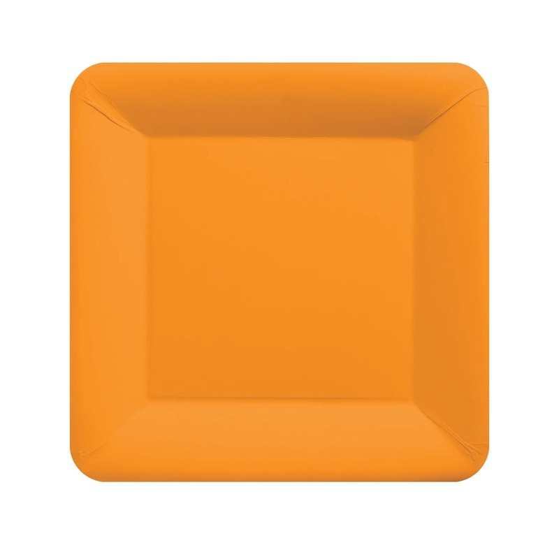 Square Lunch Plates 20pk - Orange