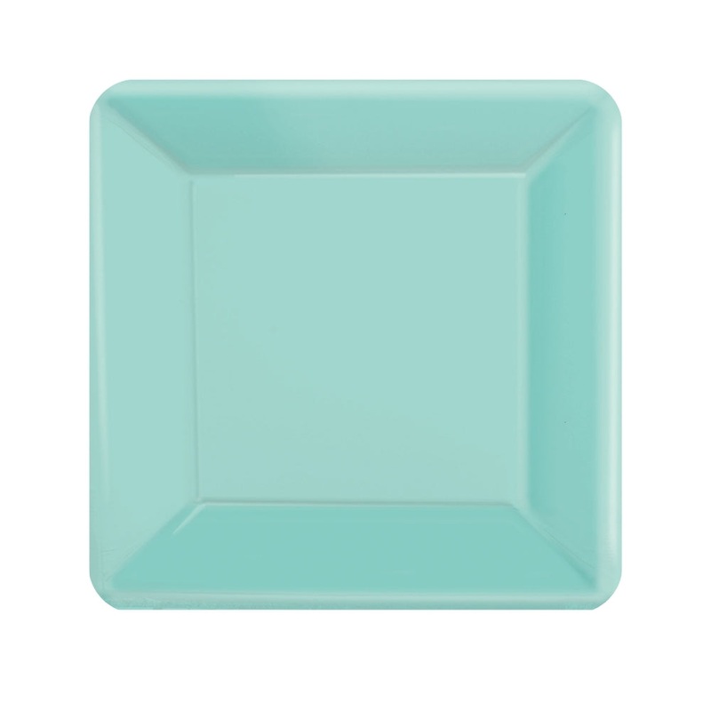 Square Lunch Plates 20pk - Robin's Egg Blue