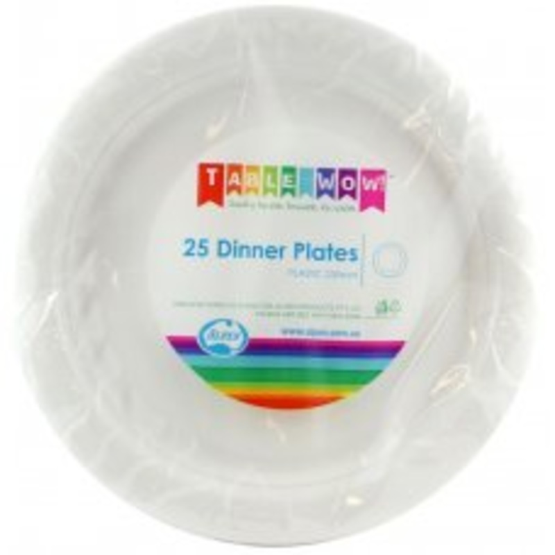 White Plastic Dinner Plates Pack of 20