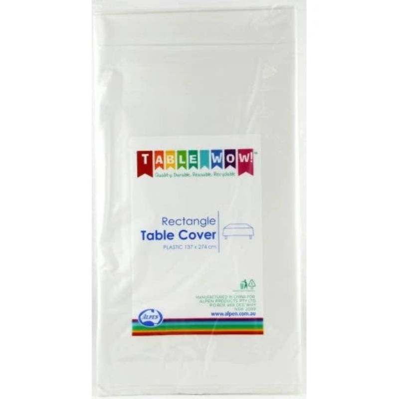 White Plastic Rectangle Table Cover